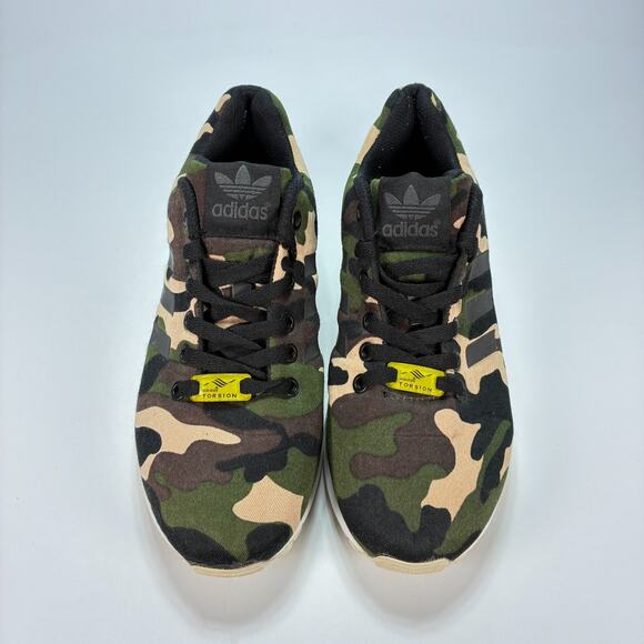 Adidas Originals ZX Flux Green Beige Camo Print Running Shoes Casual Mens Size 7 - Picture 3 of 10